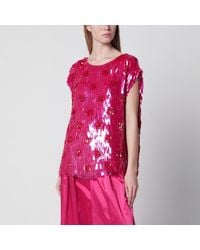 Dries Van Noten - Fuchsia Silk Top With Sequins - Lyst