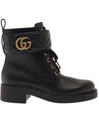 Gucci - Ankle Boot With Double 'G' And Textured Hardware - Lyst