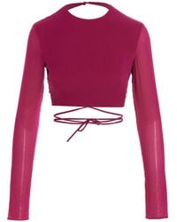 ANDAMANE - Cropped Georgette Top - Lyst