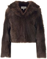 Loewe - Shearling Hooded Jacket - Lyst