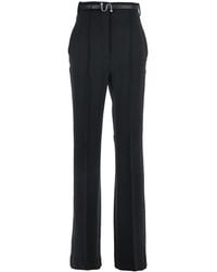 Sportmax - Pants With Belt And Metallic Buckle Viscose Trousers - Lyst