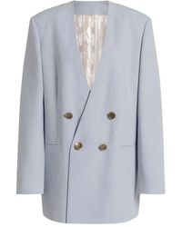 Alberta Ferretti - Double-Breasted Padded Viscose Blazer - Lyst