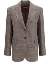 Max Mara - Checked Pattern Wool Blazer - Lyst