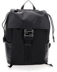 Fendi - Backpack With Logo Plaque And All-Over Ff Motif - Lyst