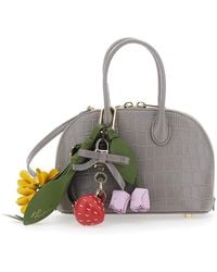 Self-Portrait - Mini Bag Croc Leather Toast With Handles And Leather Shoulder Strap - Lyst