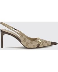 Gucci - Gg Jacquard Slingback Pumps With Horsebit Detail And Stiletto Heel - Lyst