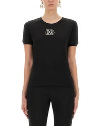 Dolce & Gabbana - Jersey T-Shirt With Dg Logo Embroidery - Lyst