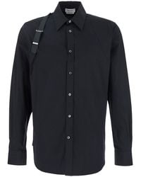 McQueen - 'Harness' Shirt With Clasic Collar And Strap Detail On The Sleeve - Lyst