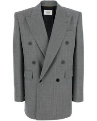 Saint Laurent - Double-Breasted Jacket With Peak Revers And Rear Double Vent - Lyst