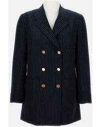 Thom Browne - Pinstripe Double-Breasted Jacket With-Tone Buttons - Lyst