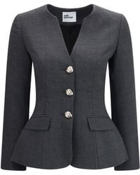 Self-Portrait - Collarless Wool Jacket - Lyst