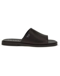 Prada - Leather Slide Sandals - Lyst