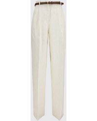 Max Mara - Striped Linen Blend Trousers - Lyst