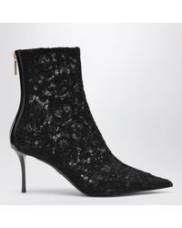 Dolce & Gabbana - Lace And Patent Leather Ankle Boot - Lyst