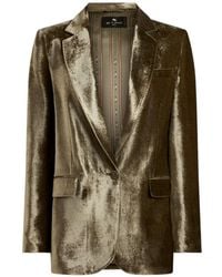 Etro - Velvet Single-Breasted Blazer Jacket - Lyst