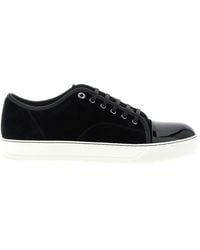 Lanvin - Men Suede Leather Captoe Low Top Sneakers - Lyst