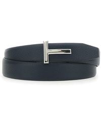 Tom Ford - Reversible Belt With T Buckle Closure And Embossed Crocodile Effect - Lyst