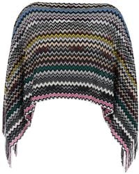 Missoni - Cape With Boat Neck And All-Over Zig-Zag Motif - Lyst