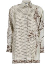 Max Mara - 'Gardo' Shirt With All-Over Geometric Print And Logo Lettering On The Front - Lyst