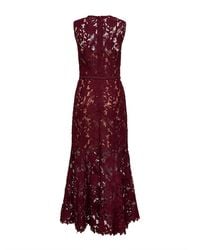 Self-Portrait Daphne Guipure Midi Dress in Blue | Lyst
