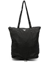 Prada - Nylon Tote Bag With Saffiano Leather Case - Lyst