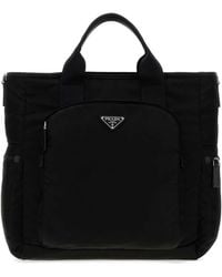 Prada - Black Fabric Shopping Bag - Lyst