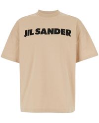 Jil Sander - Crewneck T-Shirt With Maxi Logo Lettering On The Front - Lyst