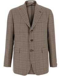 Tagliatore - 'New York' Single-Breasted Jacket With Notched Revers And Houndstooth Motif - Lyst
