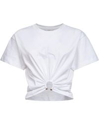 Rabanne - Rabanne Cotton Cropped T-Shirt With Piercing - Lyst