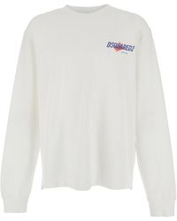 DSquared² - Crew Neck T-Shirt With Logo Print On The Front - Lyst