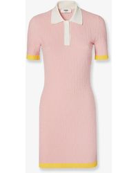 Fendi - Cotton And Silk Blend Short Dress With All-Over Ff Motif - Lyst