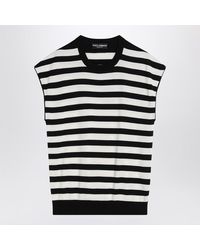 Dolce & Gabbana - Dolce&Gabbana Sleeveless Kimono-Style Striped Sweater - Lyst