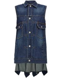 Sacai - Ruffled Denim Dress - Lyst