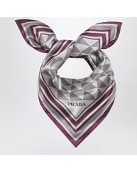 Prada - Mauve Printed Silk Twill Scarf 55X55 - Lyst