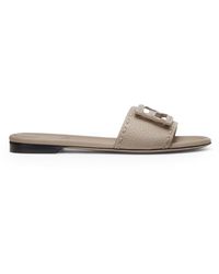 Fendi - Dove Leather Baguette Slippers - Lyst