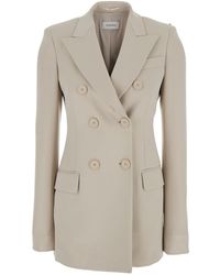 Sportmax - 'Frizzo' Double-Breasted Jacket With Peak Revers - Lyst