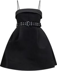 Ganni - Short Satin Dress With A Full Skirt - Lyst
