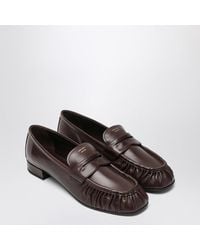 Prada - Ruched Loafers With Logo - Lyst