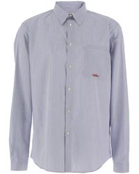 Valentino - Light Shirt With Classic Collar And All-Over Striped Motif - Lyst