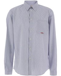 Valentino - Light Shirt With Classic Collar And All-Over Striped Motif - Lyst