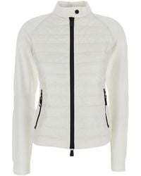Moncler - Cardigan With Stand-Up Collar And Logo On The Sleeve - Lyst
