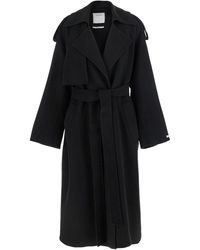 Sportmax - 'Fiore' Double-Breasted Coat With Wide Notched Revers And Belt Closure - Lyst