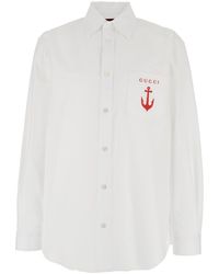 Gucci - Cotton Poplin Shirt With Embroidery, Size 52, Ready-To-Wear - Lyst