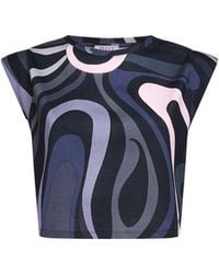 PUCCI - Marmo Print Cotton Cropped Top - Lyst