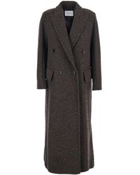 Max Mara - 'Arco' Double-Breasted Coat With Peak Revers And Half B - Lyst
