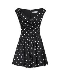 Self-Portrait - Self Portrait Polka Dot Cotton Mini Dress - Lyst