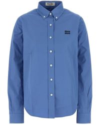 Miu Miu - Cerulean Poplin Oversize Shirt - Lyst