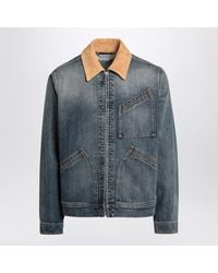 McQueen - Denim Jacket With Suede Collar - Lyst
