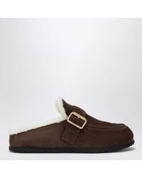 Prada - Moro Suede Clogs With Shearling Lining - Lyst
