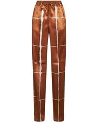 Kiton - Tan And Printed Silk Drawstring Trousers - Lyst